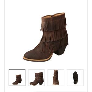 Wrangler Brown Suede Fringe Mules